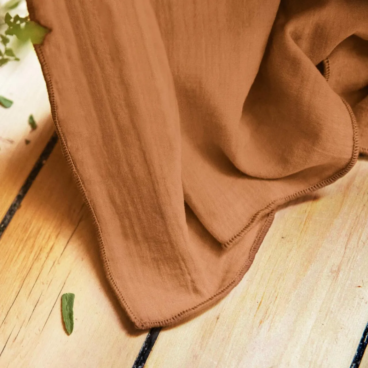 Rideau|EMINZA Rideau gaze de coton ajustable (140 x max 300 cm) Gaïa Abricot