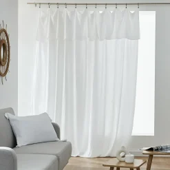 Rideau|EMINZA Rideau gaze de coton ajustable (280 x max 300 cm) Gaïa chantilly Blanc
