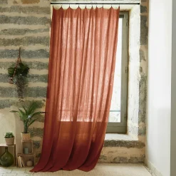 Rideau|EMINZA Rideau gaze de coton ajustable (180 x max 300 cm) Gaïa Terracotta