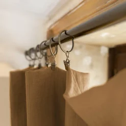 Rideau|EMINZA Rideau gaze de coton ajustable (180 x max 300 cm) Gaïa Camel