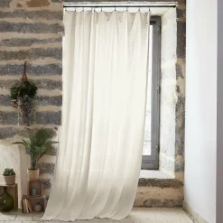 Rideau|EMINZA Rideau gaze de coton ajustable (140 x max 300 cm) Gaïa pampa Beige