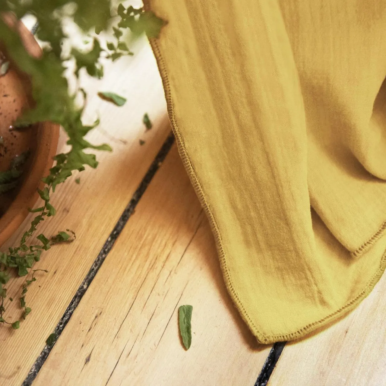 Rideau|EMINZA Rideau gaze de coton ajustable (140 x max 300 cm) Gaïa Jaune safran