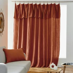 Rideau|EMINZA Rideau gaze de coton ajustable (280 x max 300 cm) Gaïa Terracotta