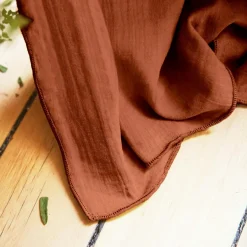 Rideau|EMINZA Rideau gaze de coton ajustable (280 x max 300 cm) Gaïa Terracotta