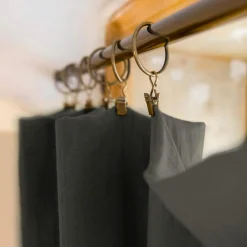 Rideau|EMINZA Rideau gaze de coton ajustable (280 x max 300 cm) Gaïa Gris granit Gris foncé