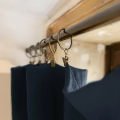 Rideau|EMINZA Rideau gaze de coton ajustable (140 x max 300 cm) Gaïa Bleu nuit