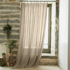 Rideau|EMINZA Rideau gaze de coton ajustable (140 x max 300 cm) Gaïa Ficelle