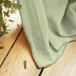 Rideau|EMINZA Rideau gaze de coton ajustable (180 x max 300 cm) Gaïa Vert tilleul