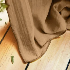 Rideau|EMINZA Rideau gaze de coton ajustable (280 x max 300 cm) Gaïa Camel