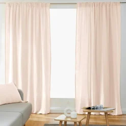 Rideau|EMINZA Rideau gaze de coton galon fronceur (180 x 240 cm) Gaïa Rose poudré