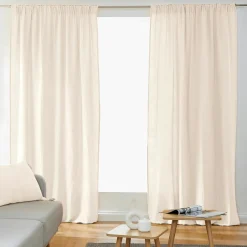 Rideau|EMINZA Rideau gaze de coton galon fronceur (180 x 240 cm) Gaïa pampa Beige