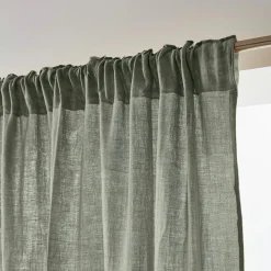 Rideau|EMINZA Rideau gaze de coton galon fronceur (180 x 240 cm) Gaïa Vert romarin