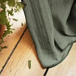 Rideau|EMINZA Rideau gaze de coton galon fronceur (180 x 240 cm) Gaïa Vert romarin