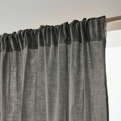 Rideau|EMINZA Rideau gaze de coton galon fronceur (180 x 240 cm) Gaïa Gris granit Gris foncé
