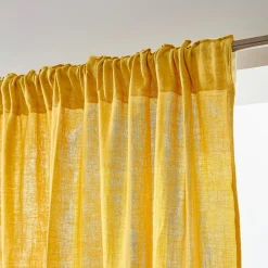 Rideau|EMINZA Rideau gaze de coton galon fronceur (140 x 240 cm) Gaïa Jaune safran