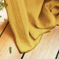 Rideau|EMINZA Rideau gaze de coton galon fronceur (140 x 240 cm) Gaïa Jaune safran