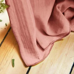 Rideau|EMINZA Rideau gaze de coton galon fronceur (140 x 240 cm) Gaïa Rose Pêche