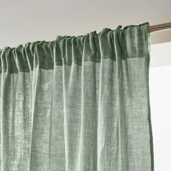 Rideau|EMINZA Rideau gaze de coton galon fronceur (180 x 240 cm) Gaïa Vert Eucalyptus