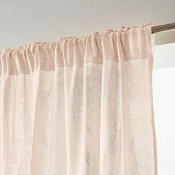 Rideau|EMINZA Rideau gaze de coton galon fronceur (140 x 240 cm) Gaïa Rose poudré