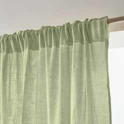 Rideau|EMINZA Rideau gaze de coton galon fronceur (180 x 240 cm) Gaïa Vert tilleul