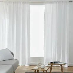 Rideau|EMINZA Rideau gaze de coton galon fronceur (180 x 240 cm) Gaïa chantilly Blanc