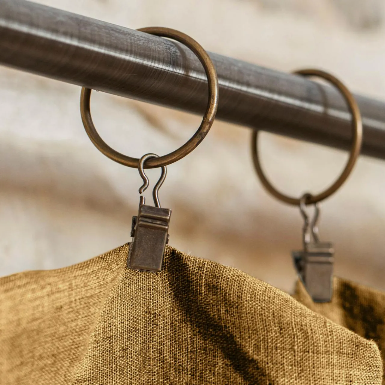 Rideau|EMINZA Rideau lin lavé ajustable (140 x max 270 cm) Louise Caramel