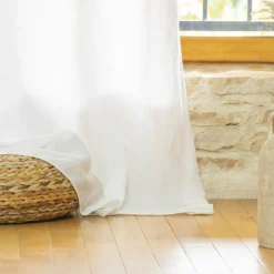 Rideau|EMINZA Rideau lin lavé ajustable (140 x max 270 cm) Louise Blanc