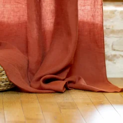 Rideau|EMINZA Rideau lin lavé ajustable (140 x max 270 cm) Louise Terracotta