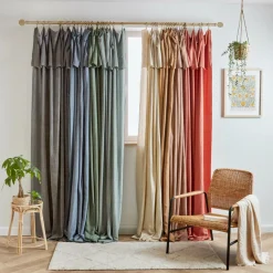 Rideau|EMINZA Rideau lyocell Tencel™ ajustable (140 x max 270 cm) Olivia Terracotta