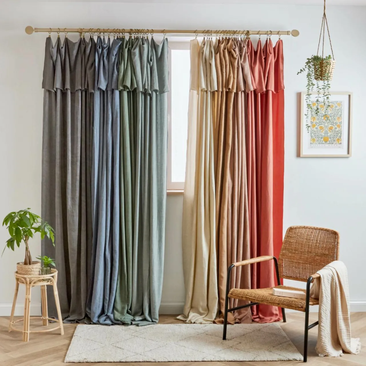 Rideau|EMINZA Rideau lyocell Tencel™ ajustable (140 x max 270 cm) Olivia granit Gris