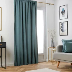 Rideau|EMINZA Rideau obscurcissant thermique galon fronceur (280 x 240 cm) Minuit Gris bleu