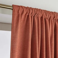 Rideau|EMINZA Rideau obscurcissant thermique galon fronceur (140 x 240 cm) Minuit Terracotta