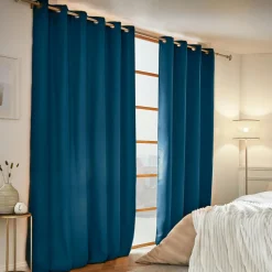 Rideau|Rideau Thermique|EMINZA Rideau obscurcissant thermique (180 x 260 cm) Calore Bleu pétrole