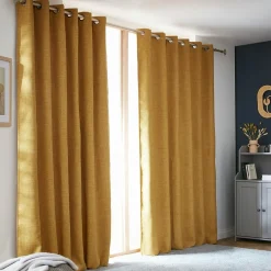 Rideau Thermique|Rideau|EMINZA Rideau obscurcissant thermique (180 x 260 cm) Alba Jaune moutarde
