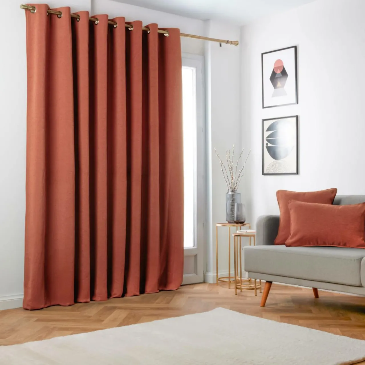 Rideau|EMINZA Rideau obscurcissant thermique (280 x 240 cm) Minuit Terracotta