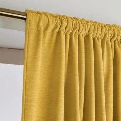 Rideau|EMINZA Rideau obscurcissant thermique galon fronceur (280 x 240 cm) Minuit Jaune ocre