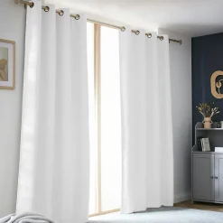 Rideau Thermique|Rideau|EMINZA Rideau obscurcissant thermique (140 x 280 cm) Alba perle Blanc