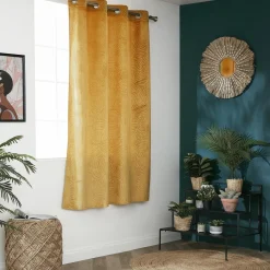 Rideau|EMINZA Rideau obscurcissant velours (140 x 180 cm) Fern Jaune ocre