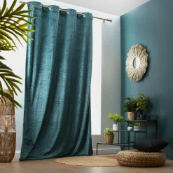 Rideau|EMINZA Rideau obscurcissant velours (140 x 240 cm) Fern Bleu pétrole