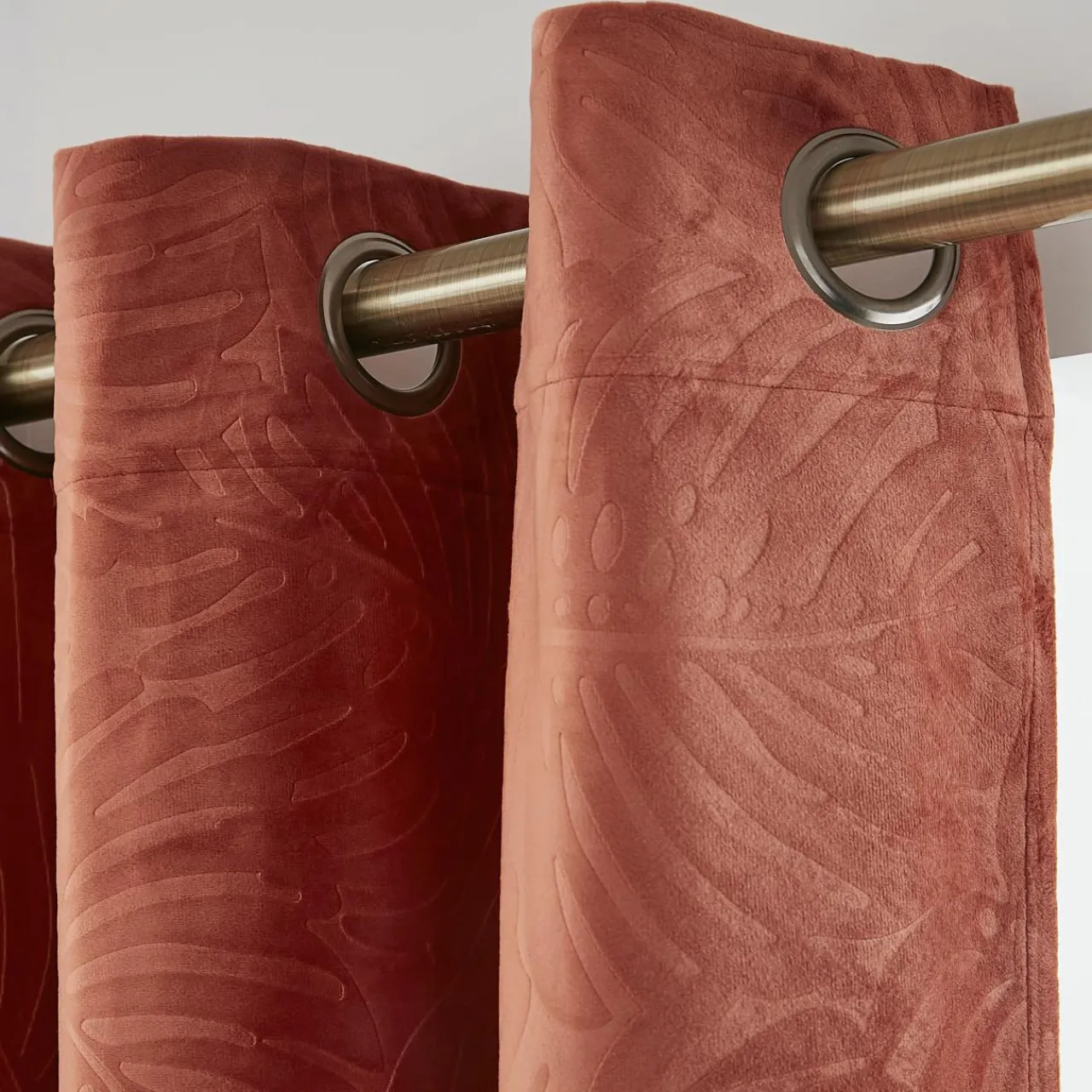 Rideau|EMINZA Rideau obscurcissant velours (140 x 180 cm) Fern Terracotta