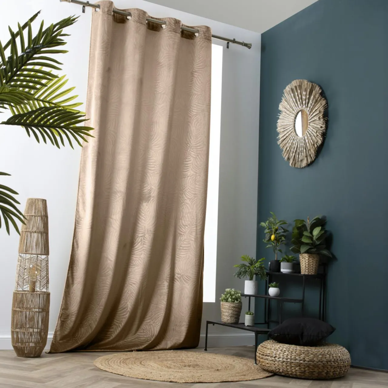 Rideau|EMINZA Rideau obscurcissant velours (140 x 240 cm) Fern Taupe