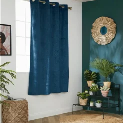 Rideau|EMINZA Rideau obscurcissant velours (140 x 180 cm) Fern Bleu marine