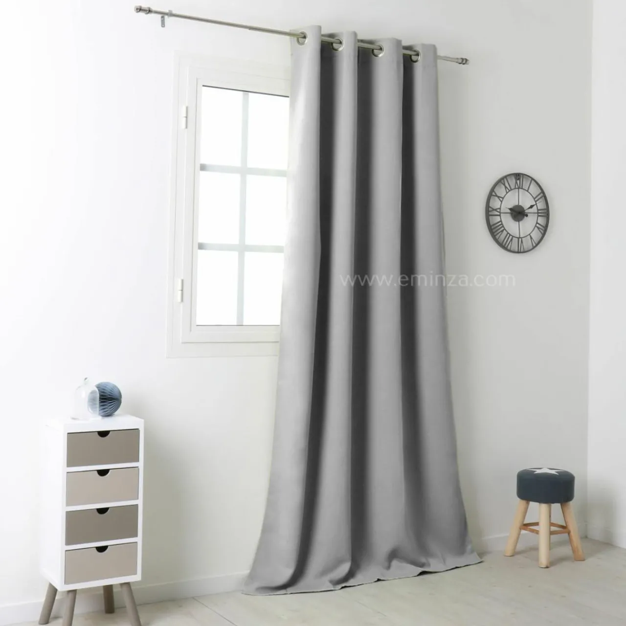 Rideau|LOVELY CASA Rideau occultant (135 x H250 cm) Notte Gris