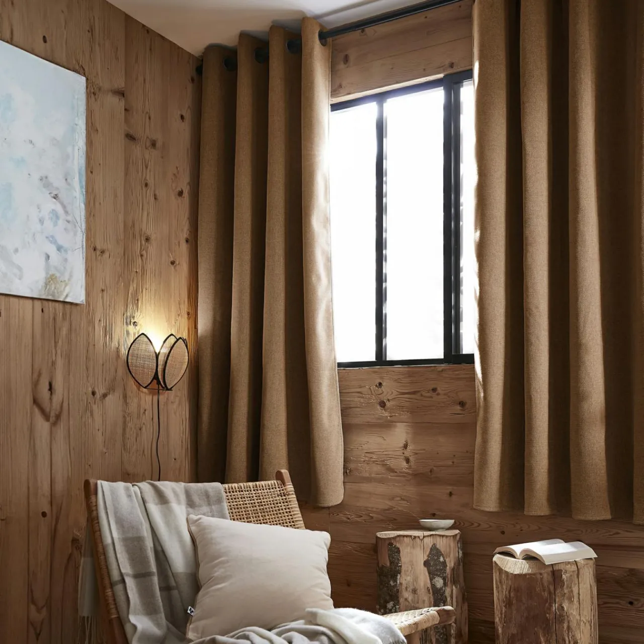 Rideau Thermique|Rideau|EMINZA Rideau occultant isolant Total Blackout (140 x 180 cm) Magnus Camel