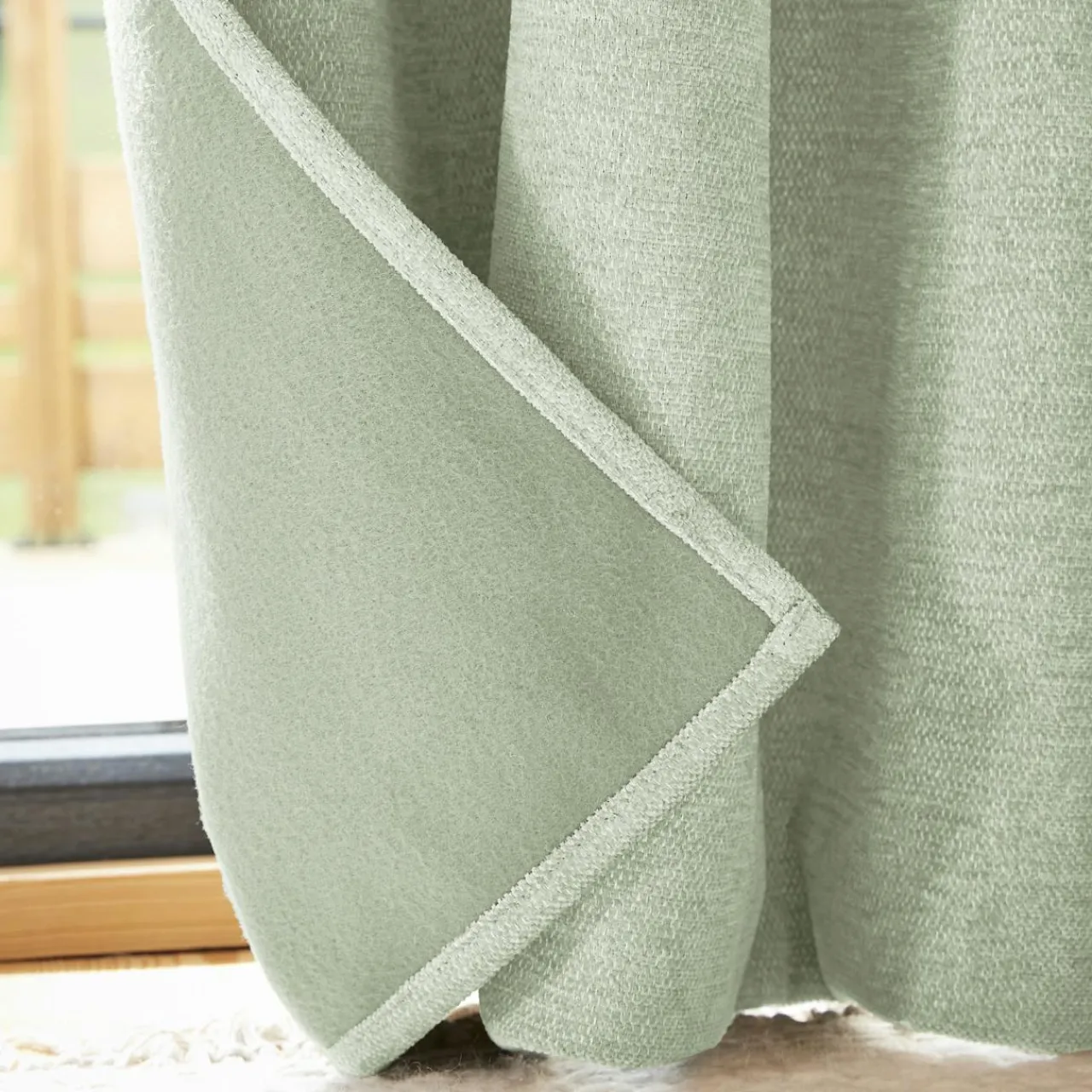 Rideau Thermique|Rideau|EMINZA Rideau occultant isolant Total Blackout (140 x 240 cm) Magnus Vert Eucalyptus