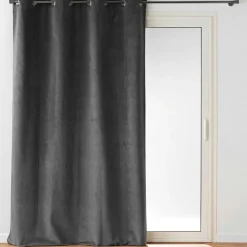 Rideau|douceur d'intu017drieur Rideau occultant velours (140 x 260 cm) Olympe Gris Anthracite