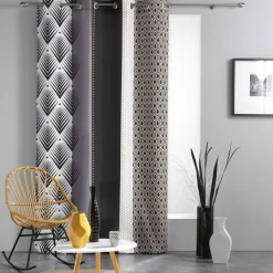 Rideau|DOUCEUR D'INTERIEUR Rideau oeillets (140 X 260 cm) Galileo Noir