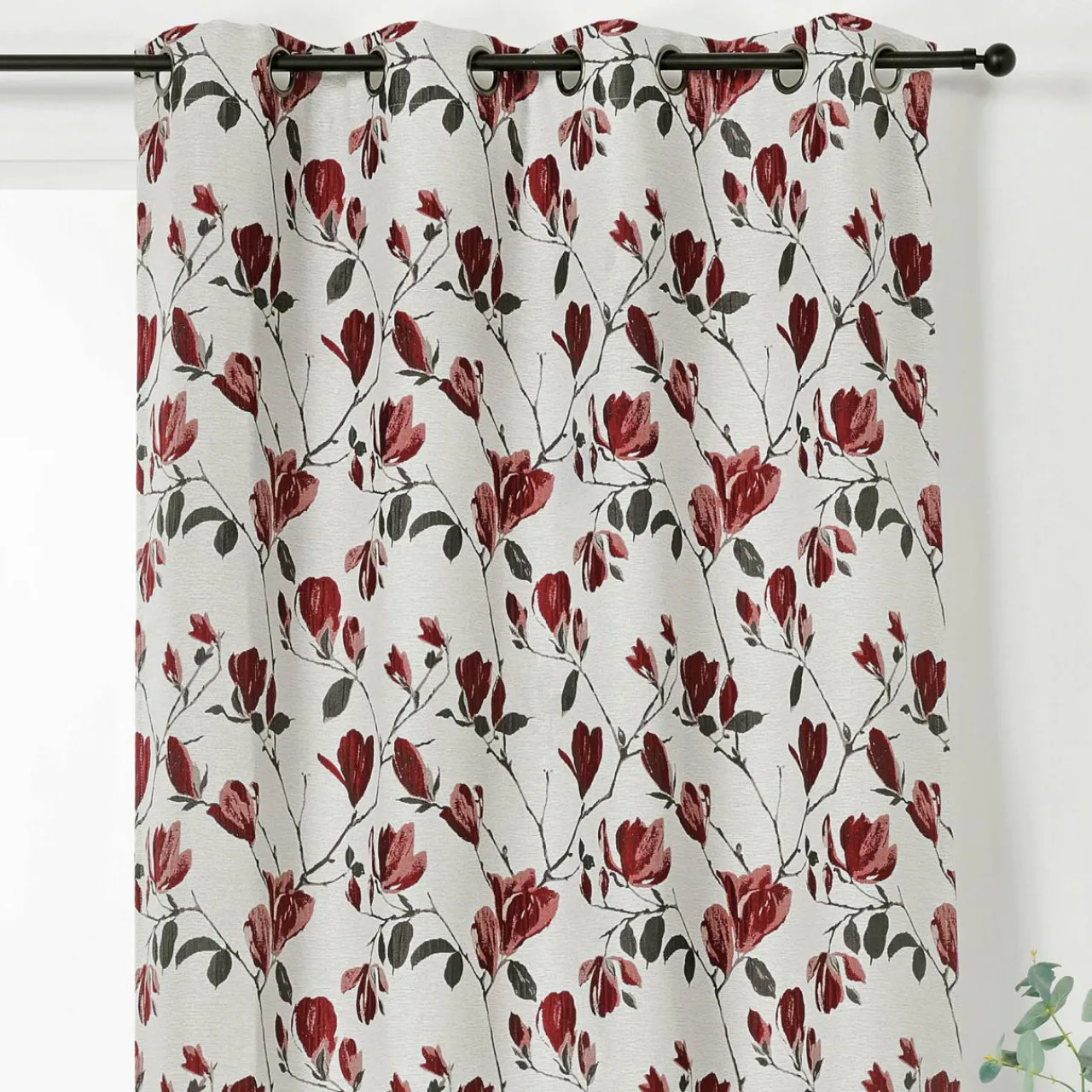 Rideau|LINDER Rideau oeillets (135 x 250 cm) Magnolia Rouge
