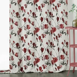 Rideau|LINDER Rideau oeillets (135 x 250 cm) Magnolia Rouge