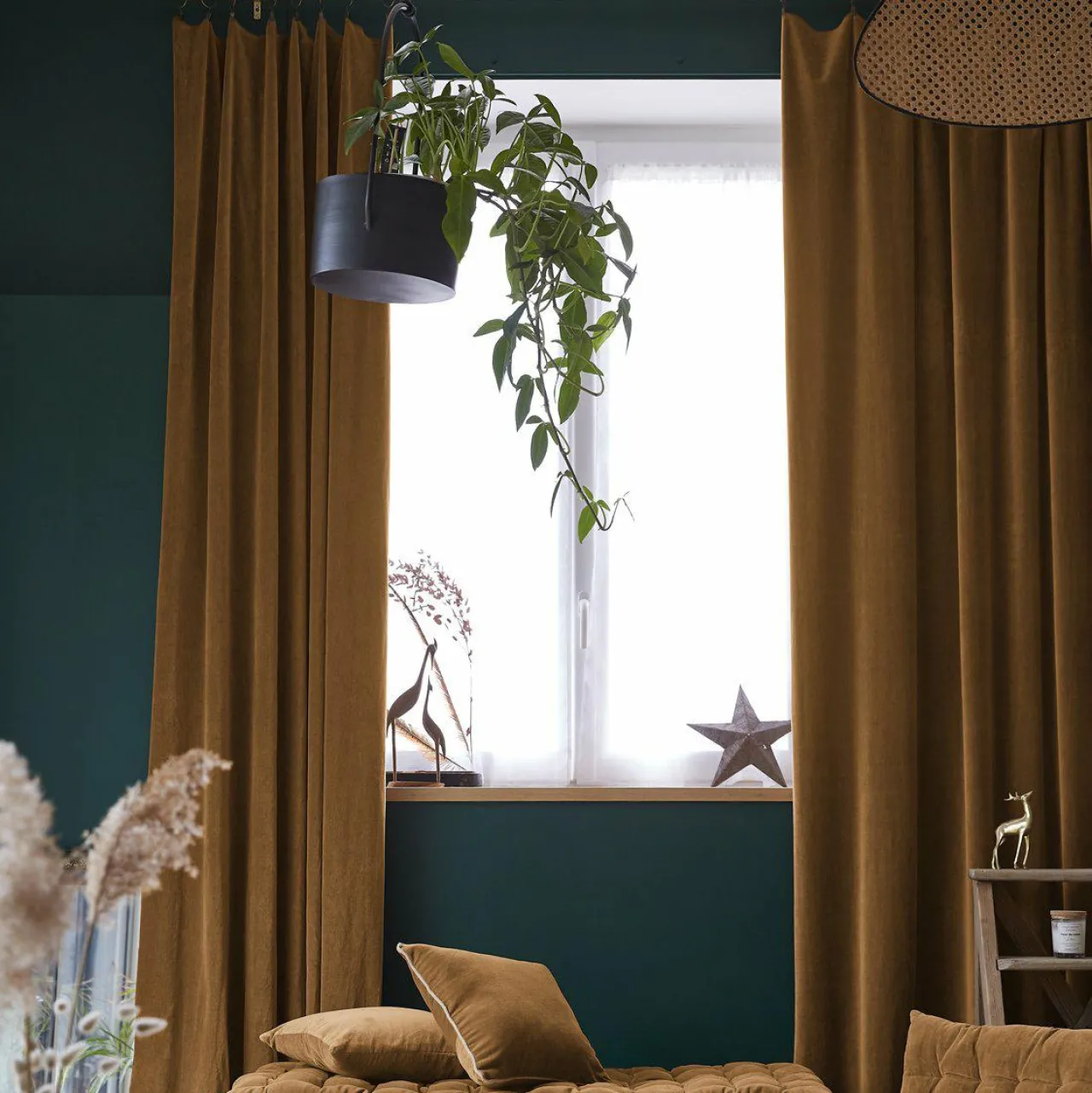 Rideau|EMINZA Rideau velours de coton ajustable (140 x max 270 cm) Victor Camel